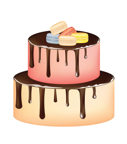マカロンとチョコレートケーキ。ベクトル - ベクター画像