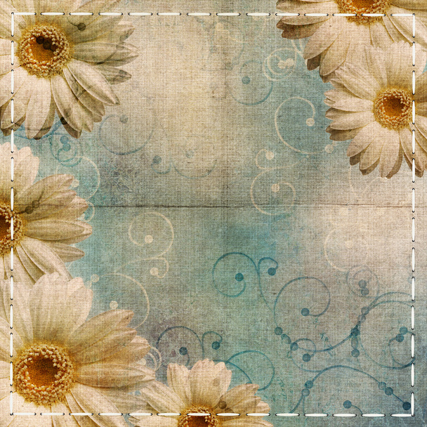 Vintage shabby blue background with camomile - Foto, immagini