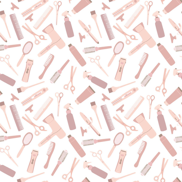 Seamless pattern with hairdressing tools - Vector, afbeelding