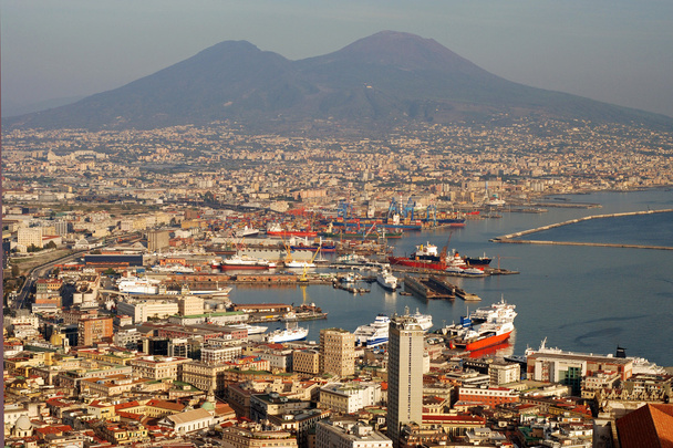 Aerial view of Naples city with Mount Vesuvius - Photo, Image