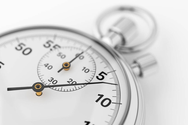 Chronomètre analogique mécanique chromé métallique classique de près. Illustration de rendu 3d. - Photo, image