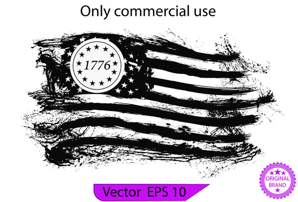 Betsy Ross 1776 13 Estrellas Sufrió Bandera de los Estados Unidos. Únicamente uso comercial - Vector, Imagen