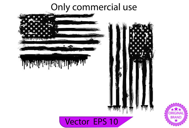 Diseño de pintura de goteo de bandera americana, con elementos de salpicadura y goteo, ilustración de diseño de América, patriota, militar, veterano, bandera del ejército, - Vector, imagen