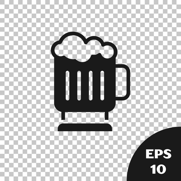 Black Wooden beer mug icon isolated on transparent background. Vector - Vector, Image