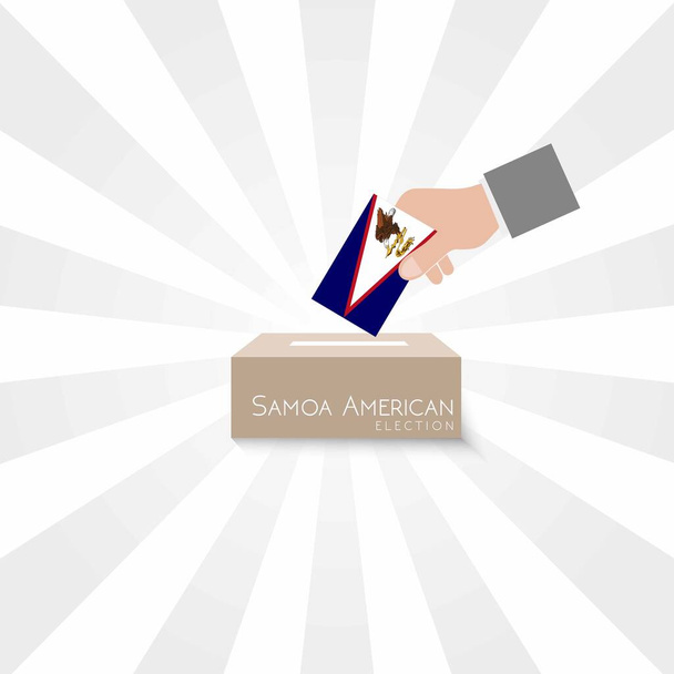 サモアアメリカの選挙、国旗と投票箱、白い背景ベクトルの仕事 - ベクター画像
