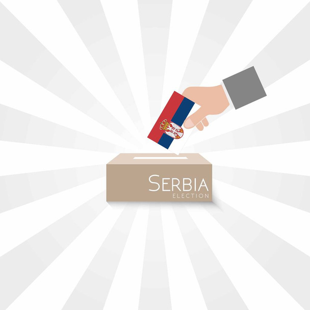 セルビアの選挙、国旗と投票箱、白い背景ベクトルの仕事 - ベクター画像