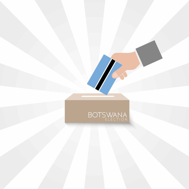 Botswana-Wahlen, Nationalflagge und Wahlurne, Vektorarbeit mit weißem Hintergrund - Vektor, Bild