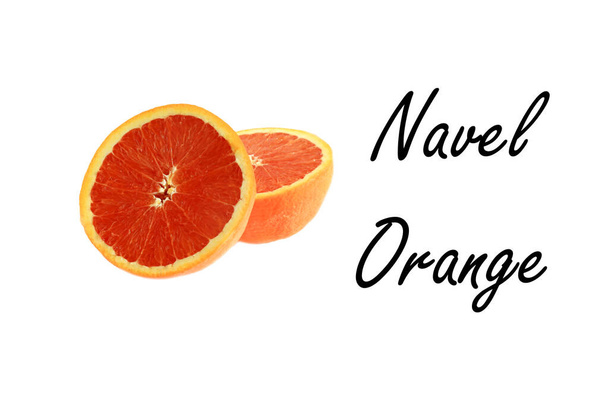 Nabel Orange isoliert auf Weiß mit Platz für Text - Foto, Bild