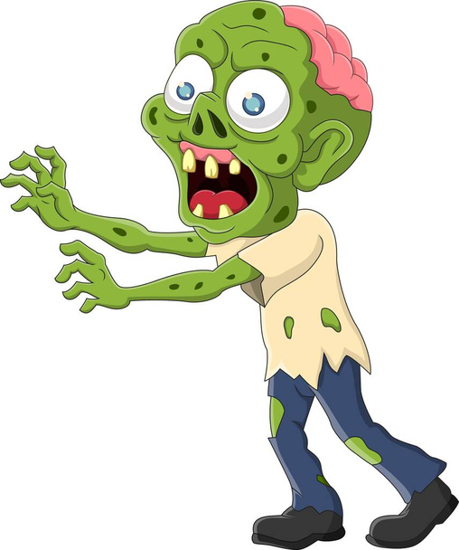 Illustrazione vettoriale di zombie cartone animato isolato su sfondo bianco
 - Vettoriali, immagini