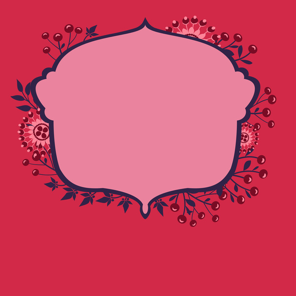 vector frame with flowers and berries 2s - Vettoriali, immagini