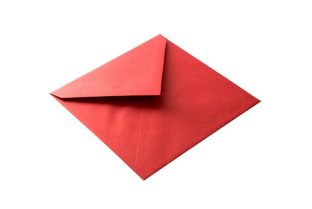 Kırmızı zarf beyaz üzerine izole - Fotoğraf, Görsel