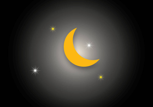 Moonlight με αστέρια τα μεσάνυχτα, Concept φεγγάρι ή επιχείρηση επίπεδη σχεδίαση, χαρτί τέχνης στυλ σχεδιασμού. - Φωτογραφία, εικόνα