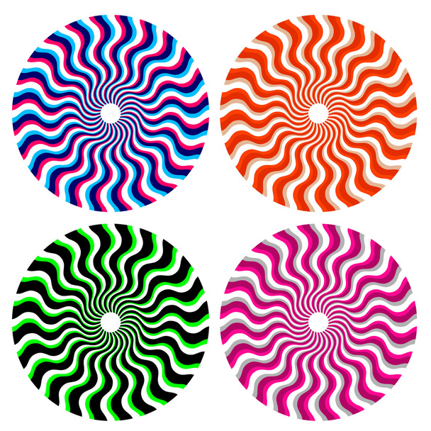 set of optical color ornamental wheels - Vector, Image