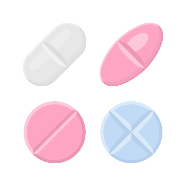 Pillen und Medikamente Vektor bunte realistische Symbol-Set - Vektor, Bild