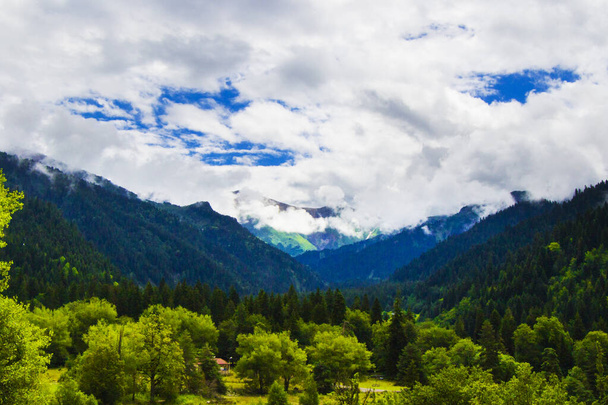 A beautiful Caucasian landscape and view of a mountain range in Javakheti, Georgia - Photo, image