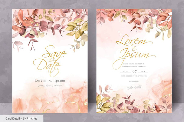 Állítsa be a rusztikus bohém őszi esküvői meghívó Design Frame - Vektor, kép