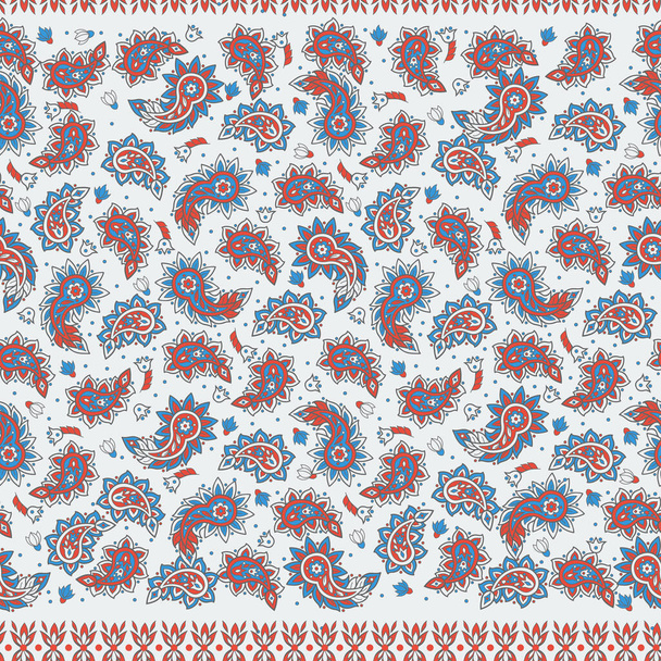 paisley χωρίς ραφή μοτίβο υφάσματος σε ασιατικό στυλ μπατίκ - Διάνυσμα, εικόνα