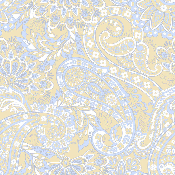 paisley floral vector illustration in damask style. seamless background - Vector, imagen