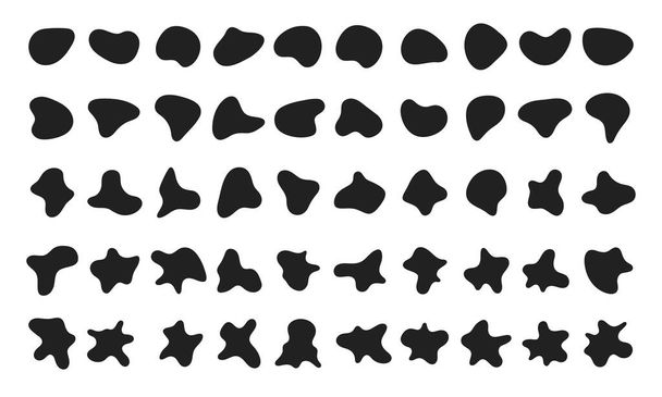 Random abstract liquid organic black irregular blotch shapes flat style design fluid vector illustration set - Vector, Image