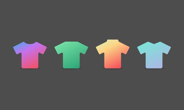 Set of colorful t-shirts vector icon. Multicolor gradient shirts symbols isolated on dark background Vector EPS 10 - Vector, Image