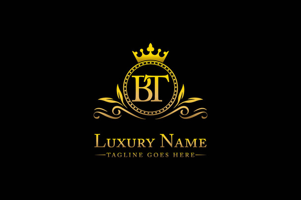 Royal Luxury Letter BT OR TB King with Gold Crest Crown - Вектор, зображення