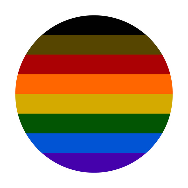 LGBTQ flag circle badge banner vector illustration isolated on white background. L Lesbian flag, G Gay Pride flag colors. B Bisexual flag. T Transgender community pride. Q Queer. Gay parade symbol. - Вектор,изображение