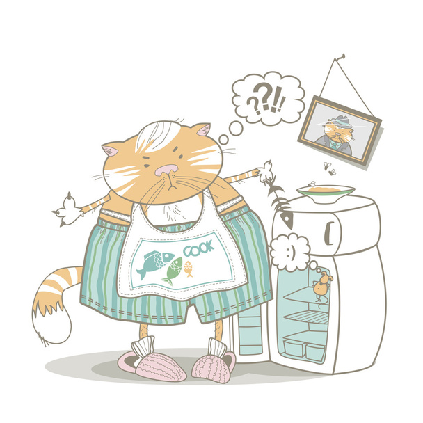 кошка домохозяйка
 - Вектор,изображение