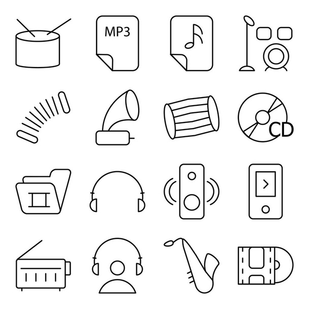 Пакет музыкальных инструментов и иконок - Вектор,изображение