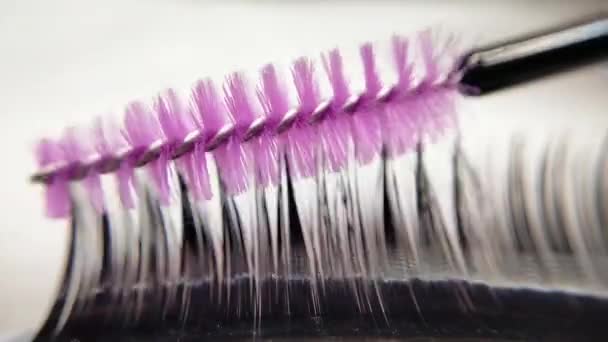 Hairing fake lashes for eyelash extensions with brush - Footage, Video