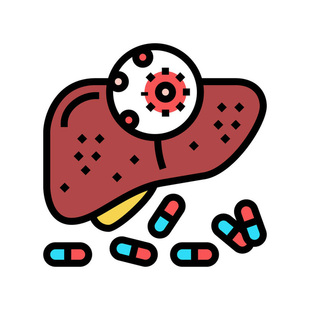 médicaments antiviraux hépatite couleur icône vectoriel illustration - Vecteur, image