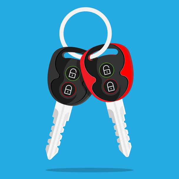 Auto sleutels Lock Unlock alarm Deuren Illustratie Rode sleutel vol vermogen Vector - Vector, afbeelding