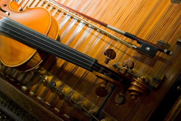 The neck of a violin w bow - Photo, Image