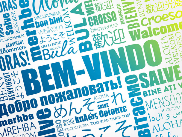 Bem-Vindo (Welcome in Portuguese) word cloud in different languages - Vettoriali, immagini