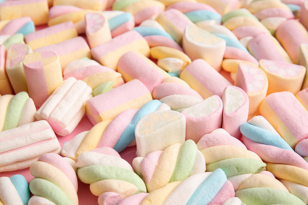 Tasty marshmallows as background, closeup - Φωτογραφία, εικόνα