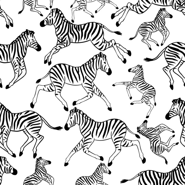 Seamless pattern with zebras - Vector, Image