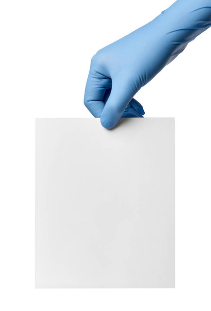 latex handschoen bescherming virus papier notitie label bericht teken medische hygiëne hand - Foto, afbeelding