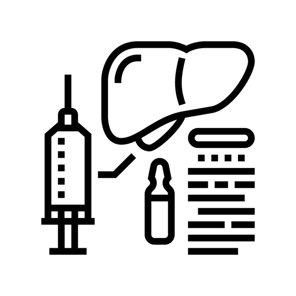 vaccination foie ligne icône vecteur illustration - Vecteur, image