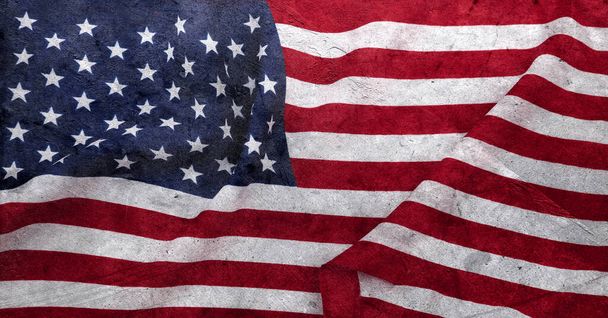 Closeup of grunge American flag - Foto, Imagen