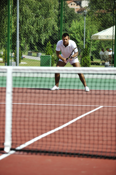 Young man play tennis outdoor - Φωτογραφία, εικόνα