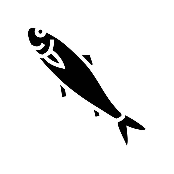 Atlantischer Hering Glyphen-Symbol-Vektor Illustration - Vektor, Bild