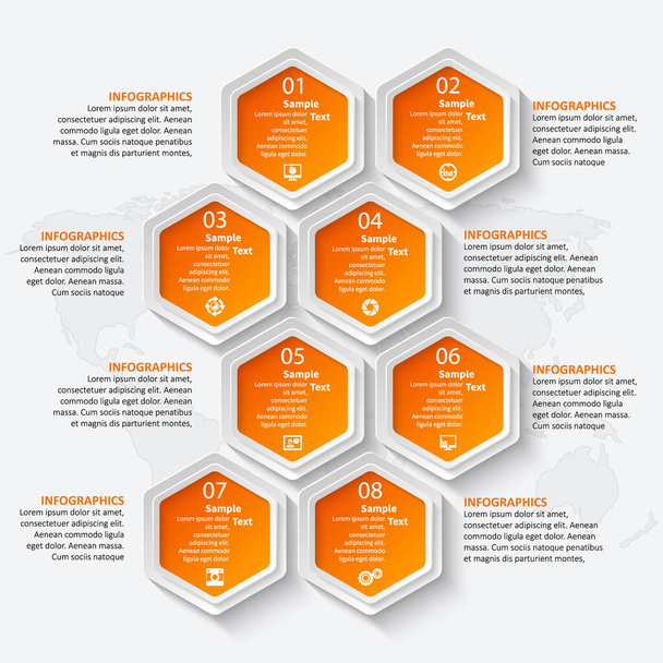 векторная абстракция 3d бумажные инфографические элементы.Hexagon infographics.Honeycomb дизайн - Вектор,изображение