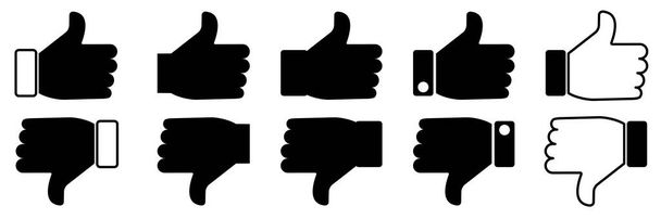 Black like dislike set in modern style. Social media like button. Vector illustration. Stock image. - Vector, Image