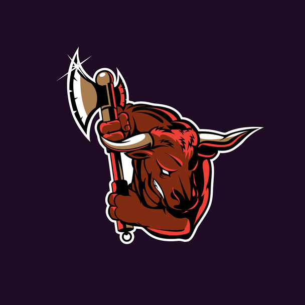 Minotaur wielding Twin Axe symbol vector illustration for logo, design element, esport or sport symbol or any other purpose. - Vector, Image