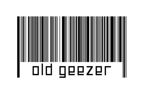 Digitaliseringsconcept. Barcode van zwarte horizontale lijnen met inscriptie oude gozer hieronder. - Foto, afbeelding
