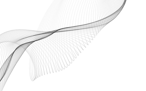 Abstrakter Hintergrund mit monochromen Wellenlinien auf weißem Hintergrund. Hintergrund moderner Technologie. - Foto, Bild