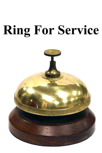 Service Bell. Gold Service Bell isolated on white with room for text. Ring Bell for Service. - Foto, Bild