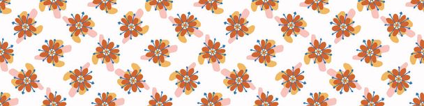 Abstract playful matisse style cut out flower border. Seamless modern scandi collage style edging for retro kids trim. Trendy whimsical kid floral stationery header. Repeatable vector stripe. - Διάνυσμα, εικόνα