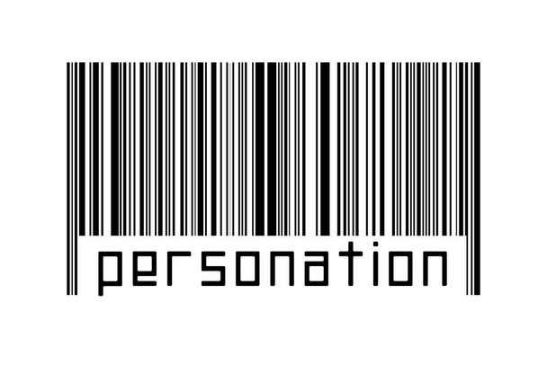 Concepto de digitalización. Código de barras de líneas horizontales negras con inscripción personalización abajo. - Foto, imagen