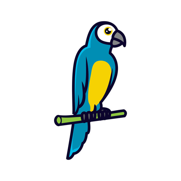 Cute macaw bird web icon, simple vector illustration  - Vektör, Görsel