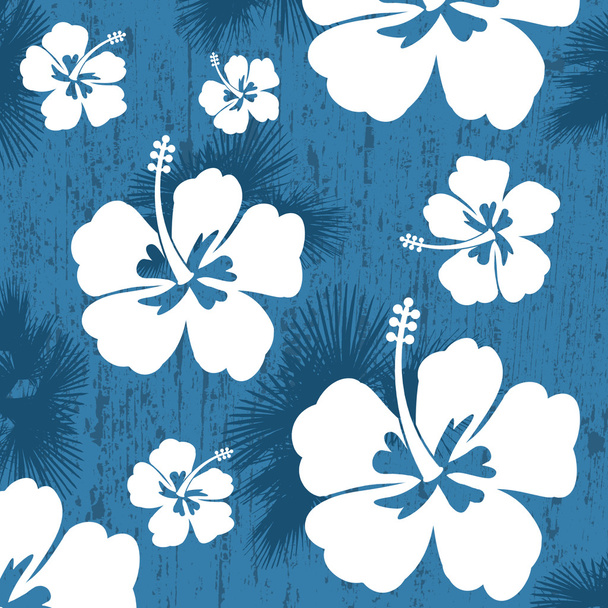 ハイビスカスの花とのシームレスなパターン - ベクター画像